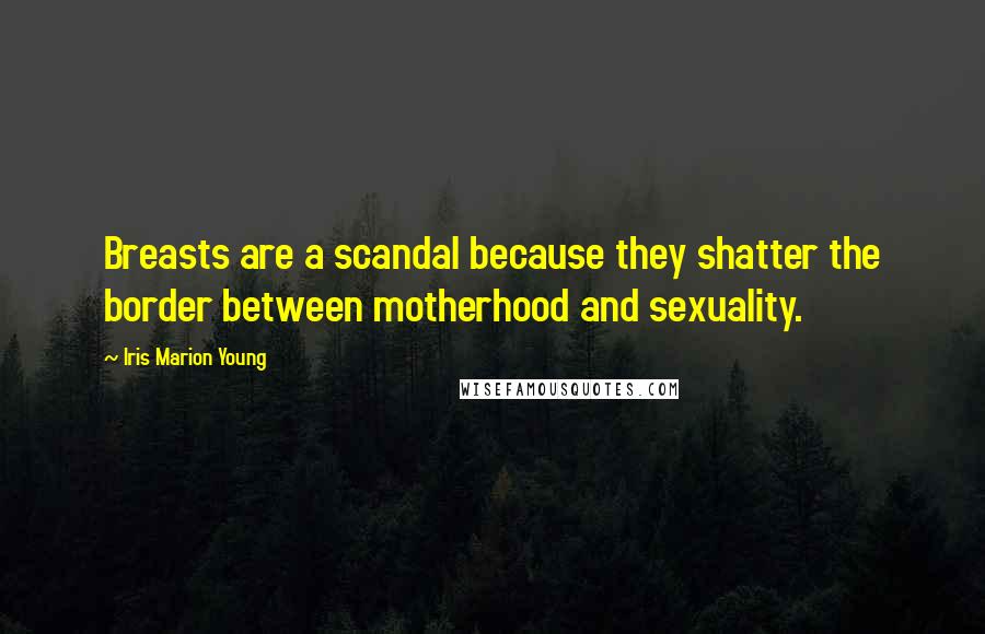 Iris Marion Young Quotes: Breasts are a scandal because they shatter the border between motherhood and sexuality.