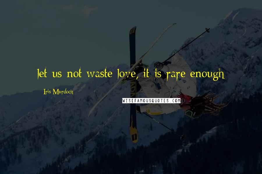 Iris Murdoch Quotes: let us not waste love, it is rare enough