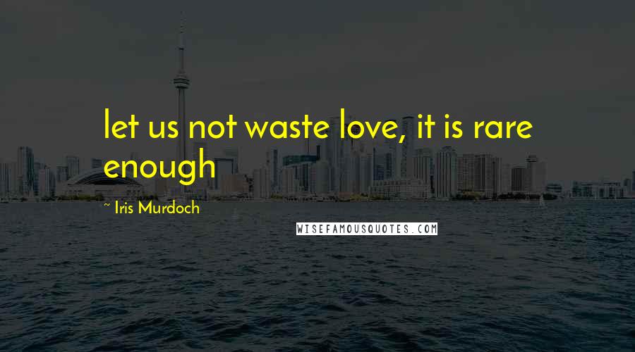 Iris Murdoch Quotes: let us not waste love, it is rare enough