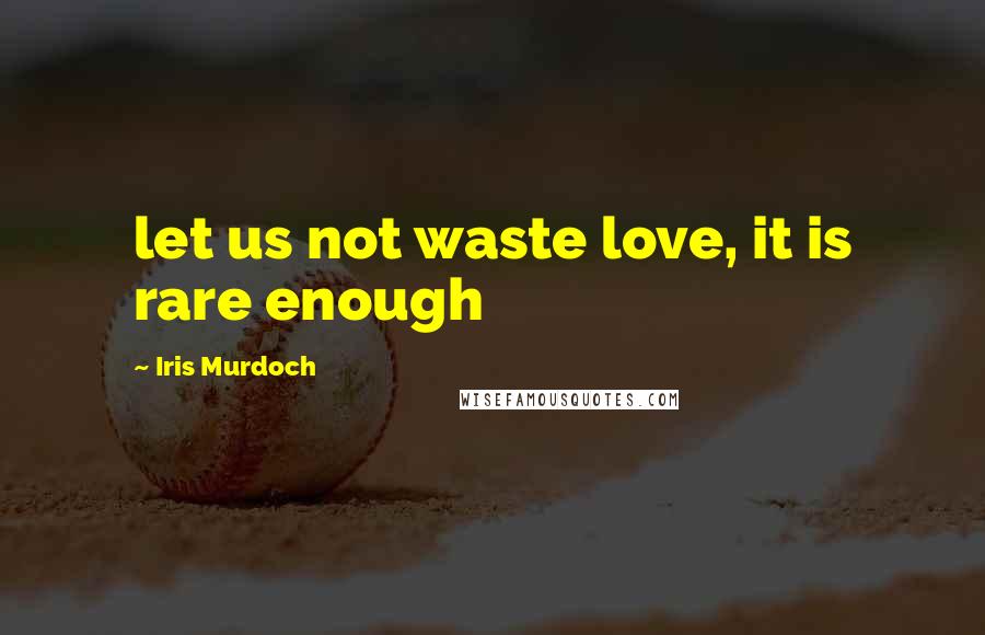 Iris Murdoch Quotes: let us not waste love, it is rare enough