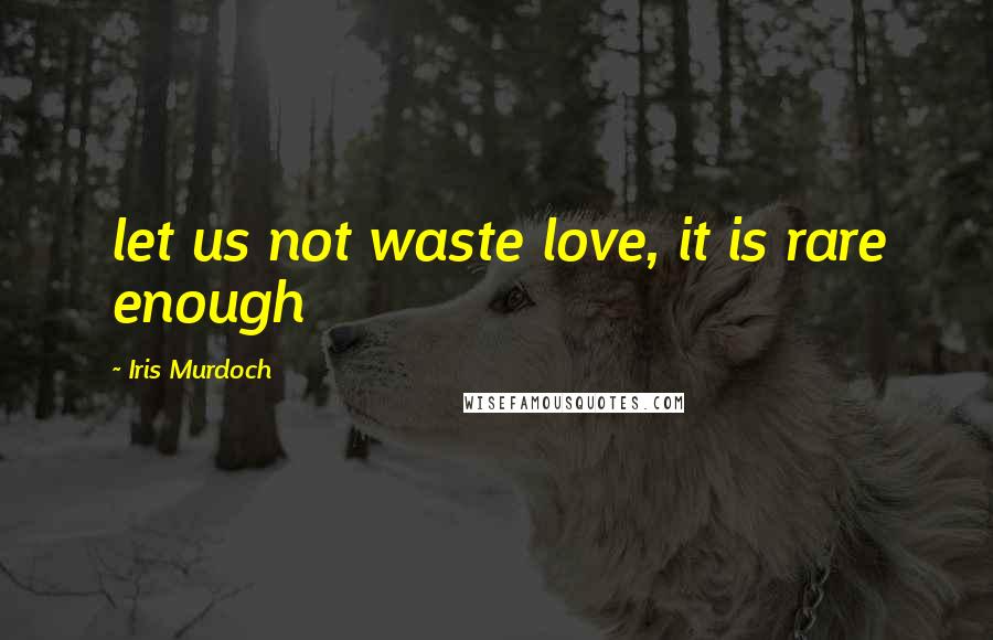 Iris Murdoch Quotes: let us not waste love, it is rare enough