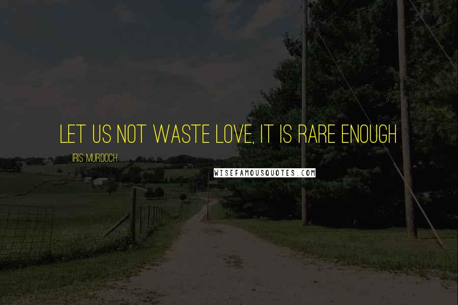 Iris Murdoch Quotes: let us not waste love, it is rare enough