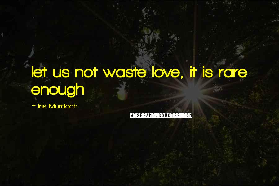 Iris Murdoch Quotes: let us not waste love, it is rare enough