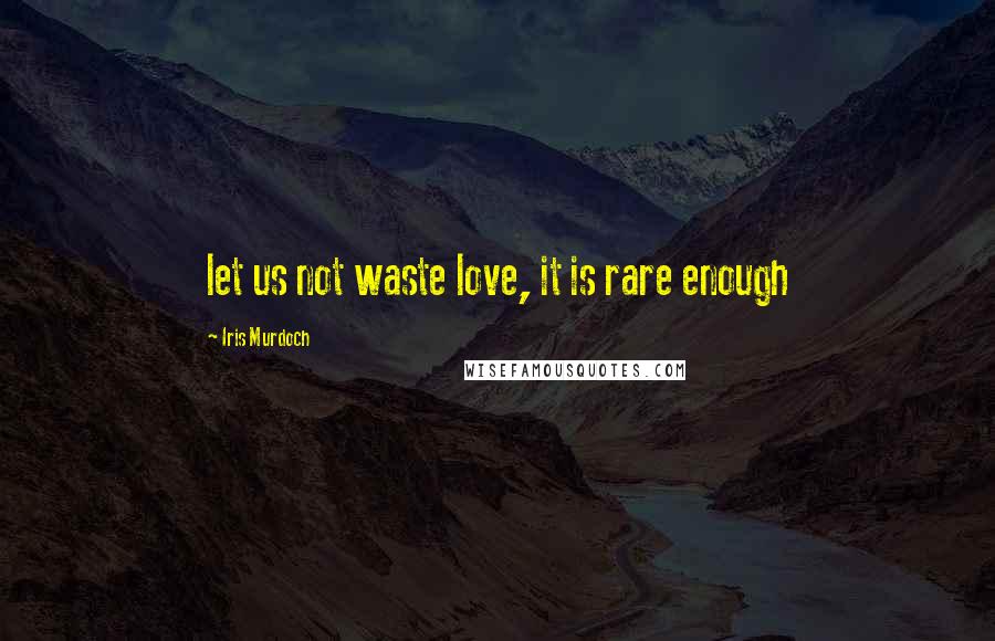 Iris Murdoch Quotes: let us not waste love, it is rare enough