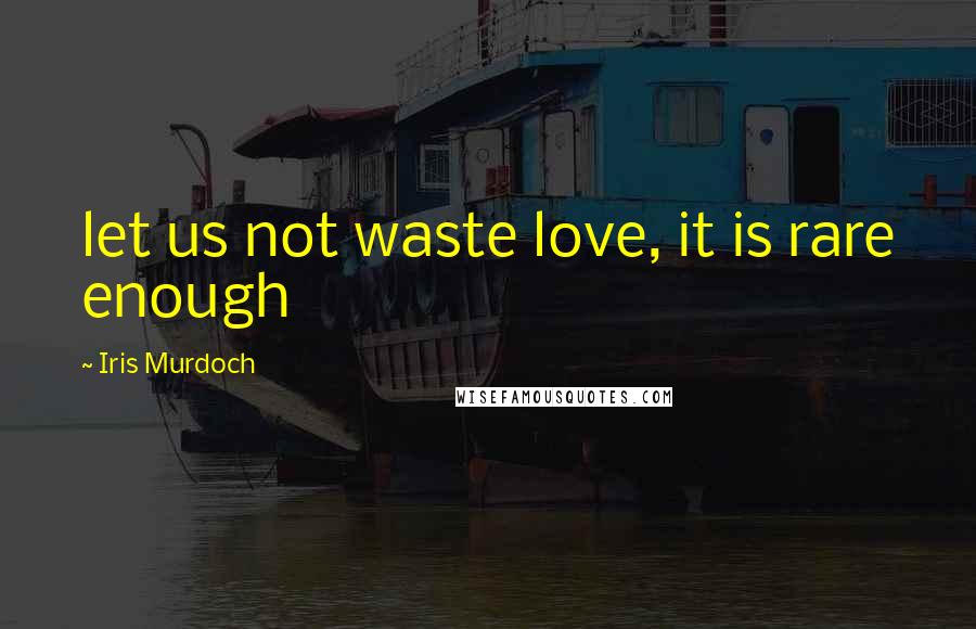 Iris Murdoch Quotes: let us not waste love, it is rare enough