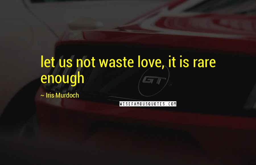 Iris Murdoch Quotes: let us not waste love, it is rare enough