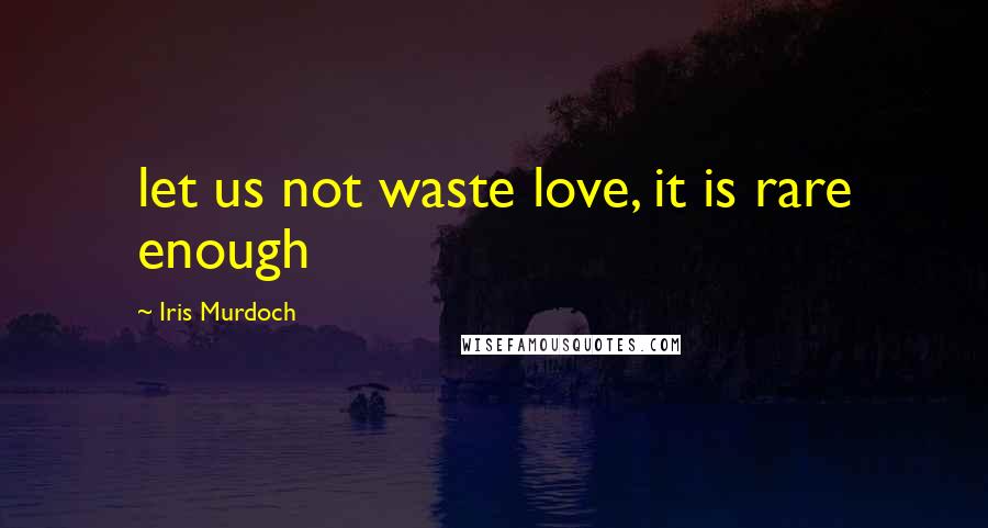 Iris Murdoch Quotes: let us not waste love, it is rare enough