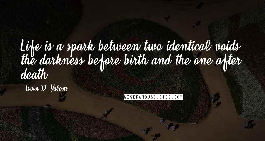 Irvin D. Yalom Quotes: Life is a spark between two identical voids, the darkness before birth and the one after death.