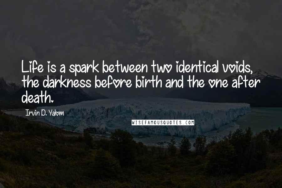 Irvin D. Yalom Quotes: Life is a spark between two identical voids, the darkness before birth and the one after death.