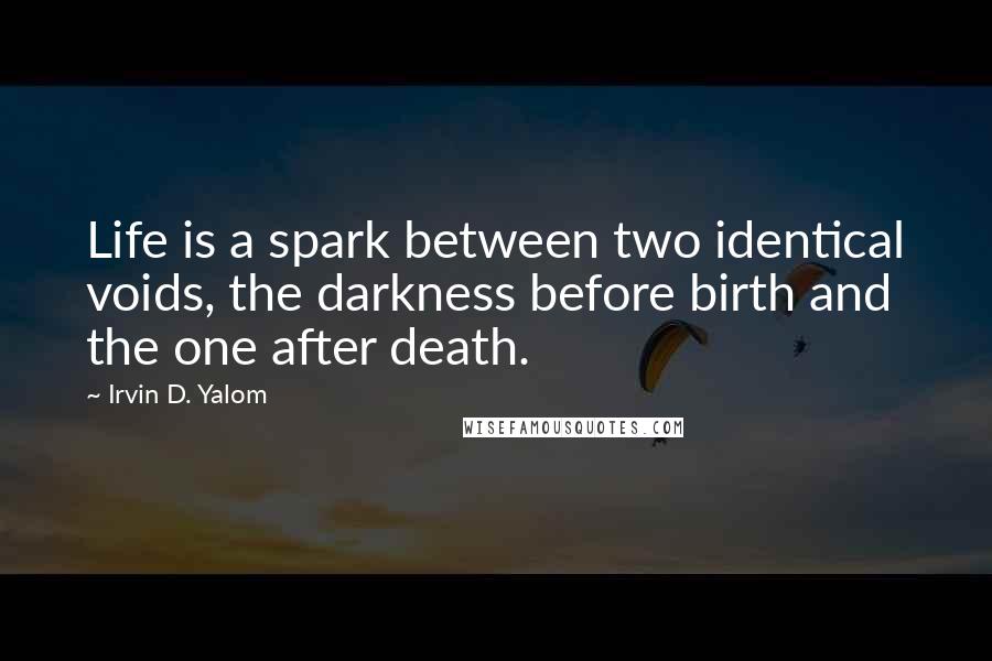 Irvin D. Yalom Quotes: Life is a spark between two identical voids, the darkness before birth and the one after death.