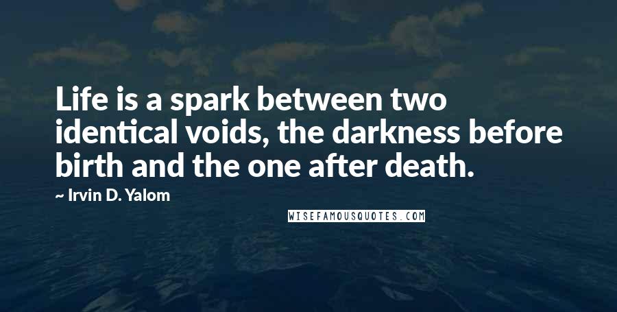 Irvin D. Yalom Quotes: Life is a spark between two identical voids, the darkness before birth and the one after death.