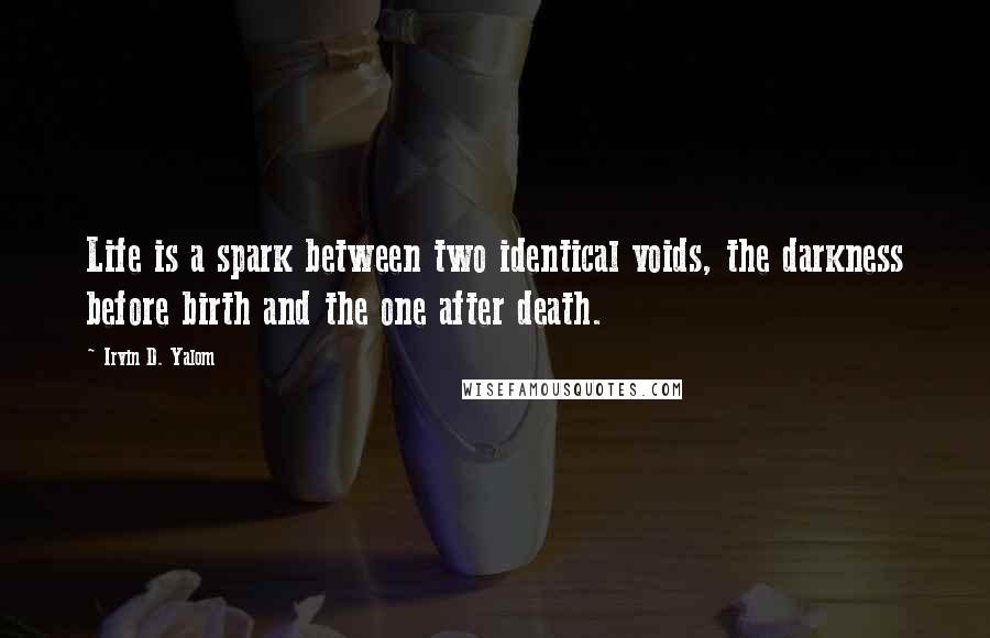 Irvin D. Yalom Quotes: Life is a spark between two identical voids, the darkness before birth and the one after death.