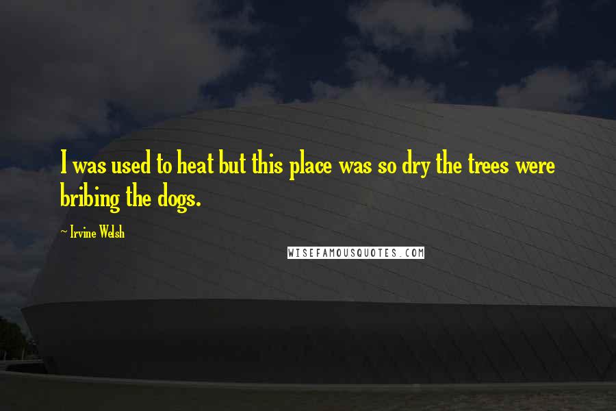 Irvine Welsh Quotes: I was used to heat but this place was so dry the trees were bribing the dogs.