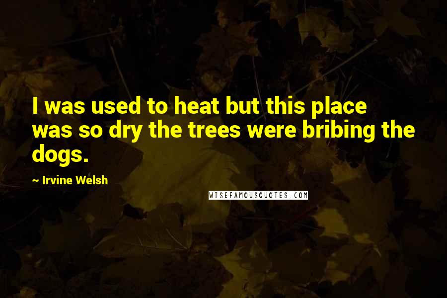 Irvine Welsh Quotes: I was used to heat but this place was so dry the trees were bribing the dogs.