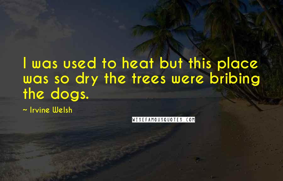 Irvine Welsh Quotes: I was used to heat but this place was so dry the trees were bribing the dogs.