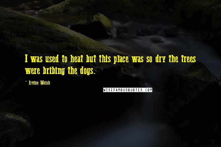 Irvine Welsh Quotes: I was used to heat but this place was so dry the trees were bribing the dogs.