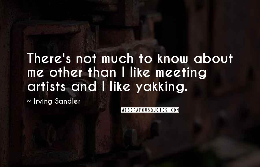 Irving Sandler Quotes: There's not much to know about me other than I like meeting artists and I like yakking.