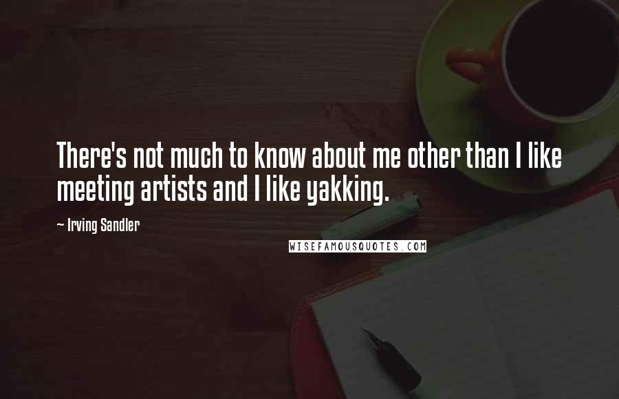 Irving Sandler Quotes: There's not much to know about me other than I like meeting artists and I like yakking.