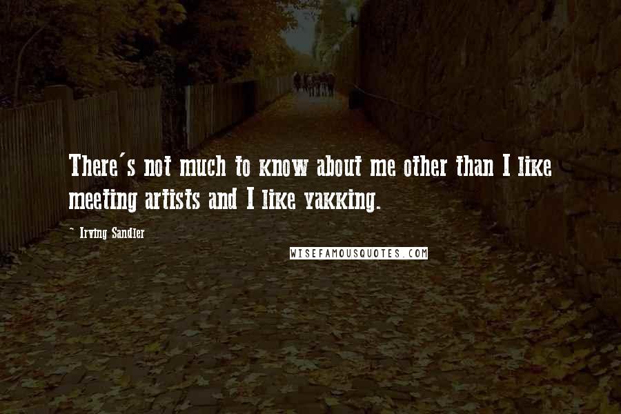 Irving Sandler Quotes: There's not much to know about me other than I like meeting artists and I like yakking.