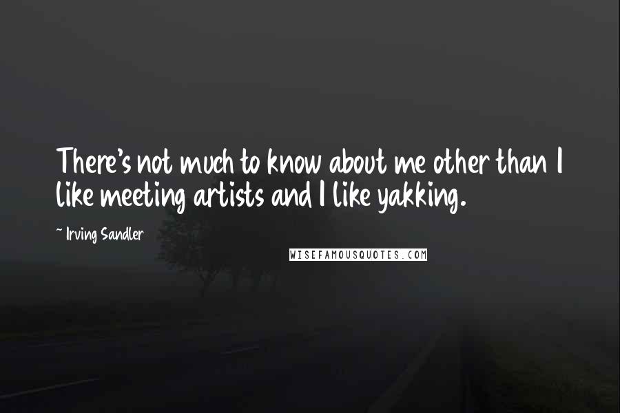 Irving Sandler Quotes: There's not much to know about me other than I like meeting artists and I like yakking.