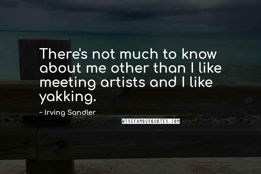 Irving Sandler Quotes: There's not much to know about me other than I like meeting artists and I like yakking.