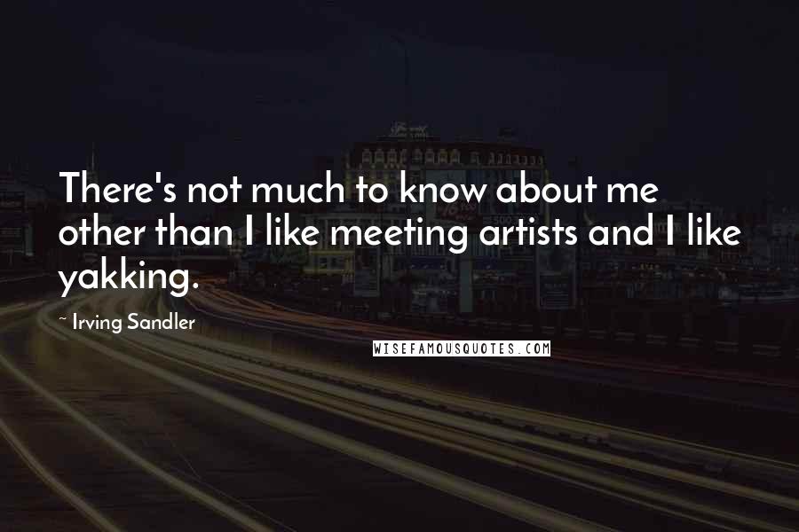 Irving Sandler Quotes: There's not much to know about me other than I like meeting artists and I like yakking.