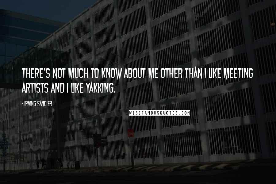 Irving Sandler Quotes: There's not much to know about me other than I like meeting artists and I like yakking.