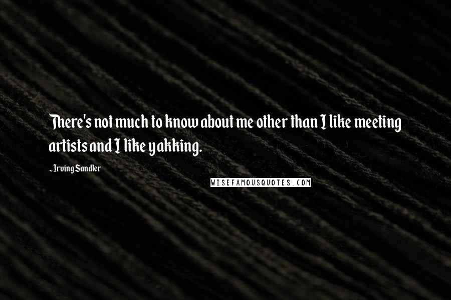 Irving Sandler Quotes: There's not much to know about me other than I like meeting artists and I like yakking.