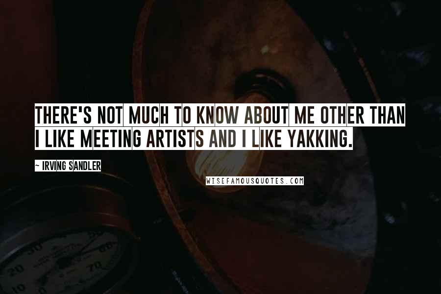 Irving Sandler Quotes: There's not much to know about me other than I like meeting artists and I like yakking.