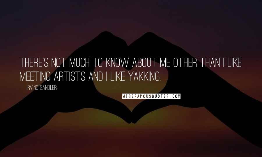 Irving Sandler Quotes: There's not much to know about me other than I like meeting artists and I like yakking.