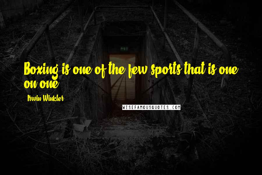 Irwin Winkler Quotes: Boxing is one of the few sports that is one on one.