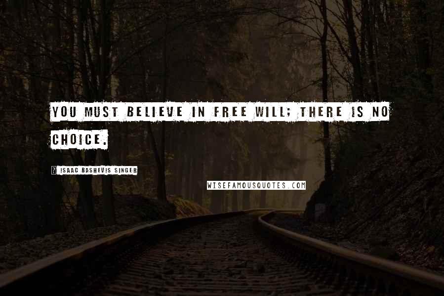 Isaac Bashevis Singer Quotes: You must believe in free will; there is no choice.