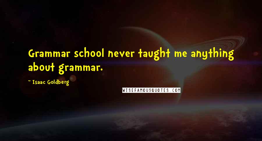 Isaac Goldberg Quotes: Grammar school never taught me anything about grammar.