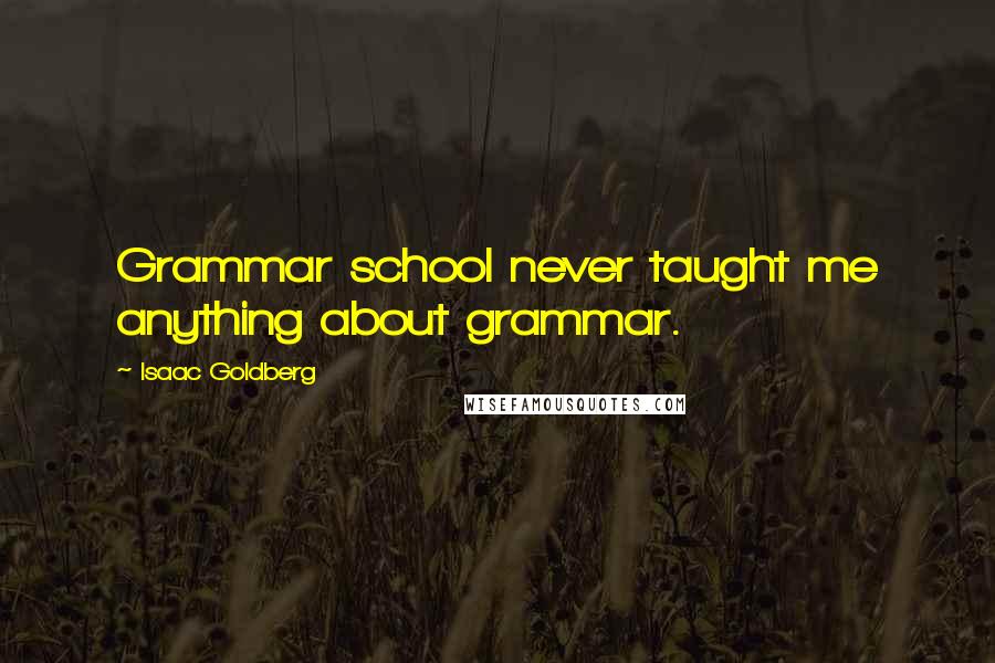 Isaac Goldberg Quotes: Grammar school never taught me anything about grammar.