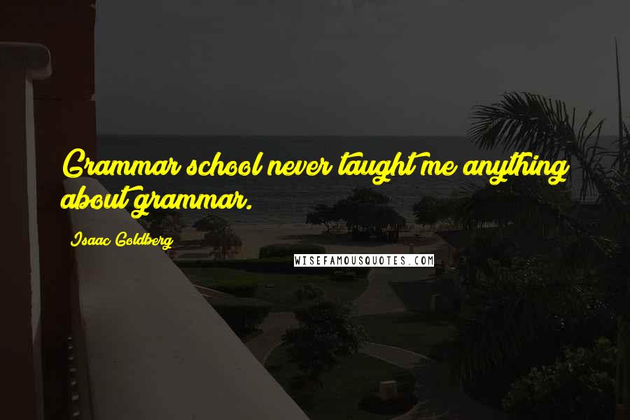 Isaac Goldberg Quotes: Grammar school never taught me anything about grammar.