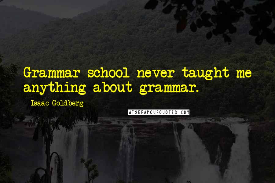 Isaac Goldberg Quotes: Grammar school never taught me anything about grammar.