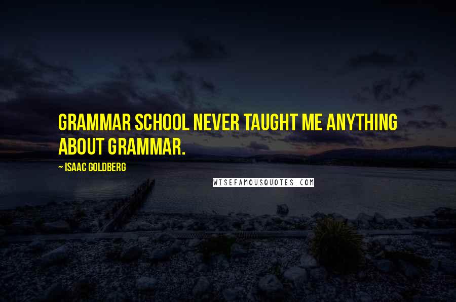 Isaac Goldberg Quotes: Grammar school never taught me anything about grammar.