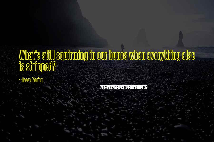 Isaac Marion Quotes: What's still squirming in our bones when everything else is stripped?
