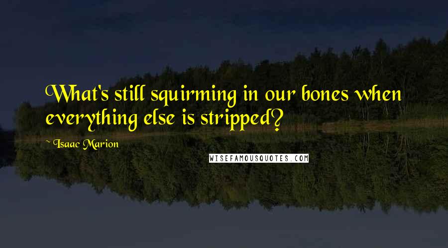 Isaac Marion Quotes: What's still squirming in our bones when everything else is stripped?