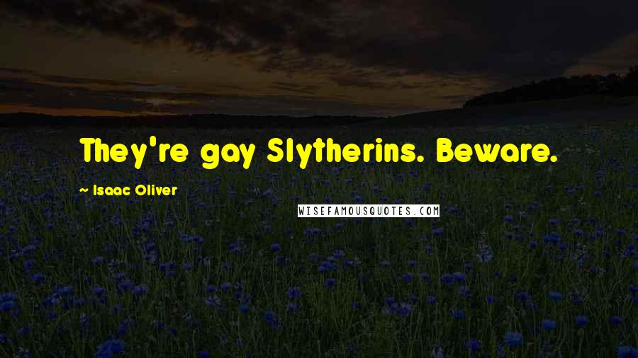 Isaac Oliver Quotes: They're gay Slytherins. Beware.