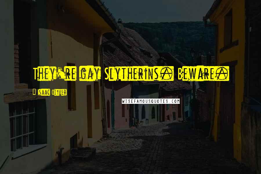 Isaac Oliver Quotes: They're gay Slytherins. Beware.