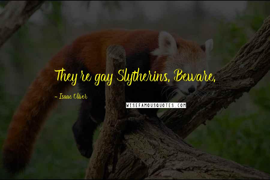 Isaac Oliver Quotes: They're gay Slytherins. Beware.
