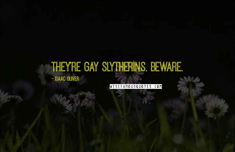Isaac Oliver Quotes: They're gay Slytherins. Beware.