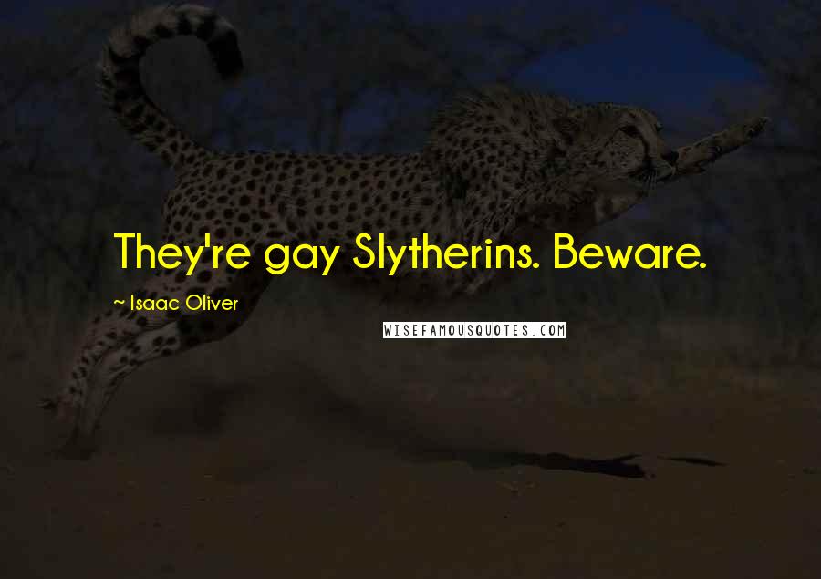 Isaac Oliver Quotes: They're gay Slytherins. Beware.