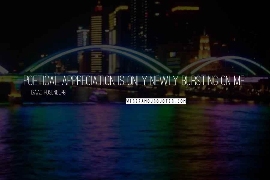 Isaac Rosenberg Quotes: Poetical appreciation is only newly bursting on me.