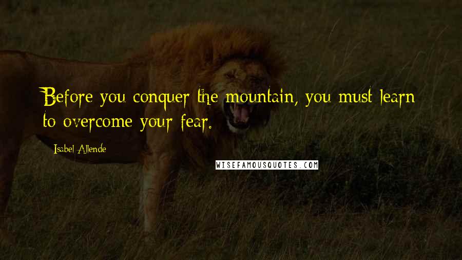 Isabel Allende Quotes: Before you conquer the mountain, you must learn to overcome your fear.