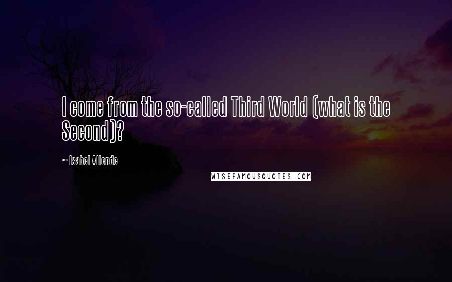 Isabel Allende Quotes: I come from the so-called Third World (what is the Second)?