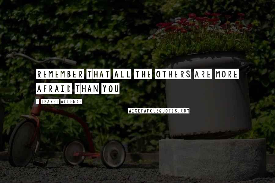 Isabel Allende Quotes: Remember that all the others are more afraid than you