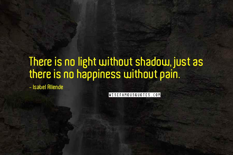 Isabel Allende Quotes: There is no light without shadow, just as there is no happiness without pain.