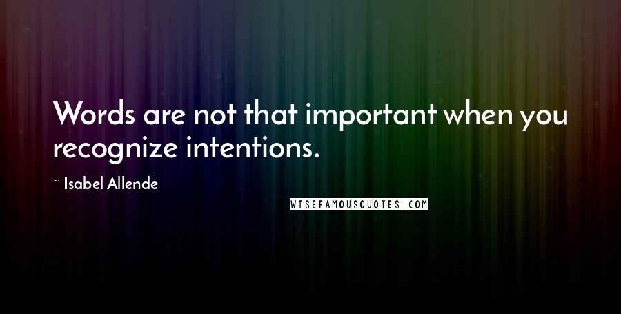 Isabel Allende Quotes: Words are not that important when you recognize intentions.